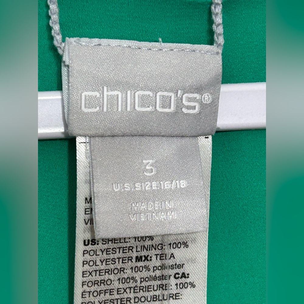 New! Chicos Reversible Rainforest Tropical Jade Layered Sleeveless Blouse - Picture 13 of 15